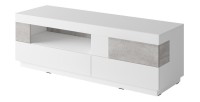 Meuble TV 160cm collection KILES. Coloris blanc et gris. Style design. LED intégrée