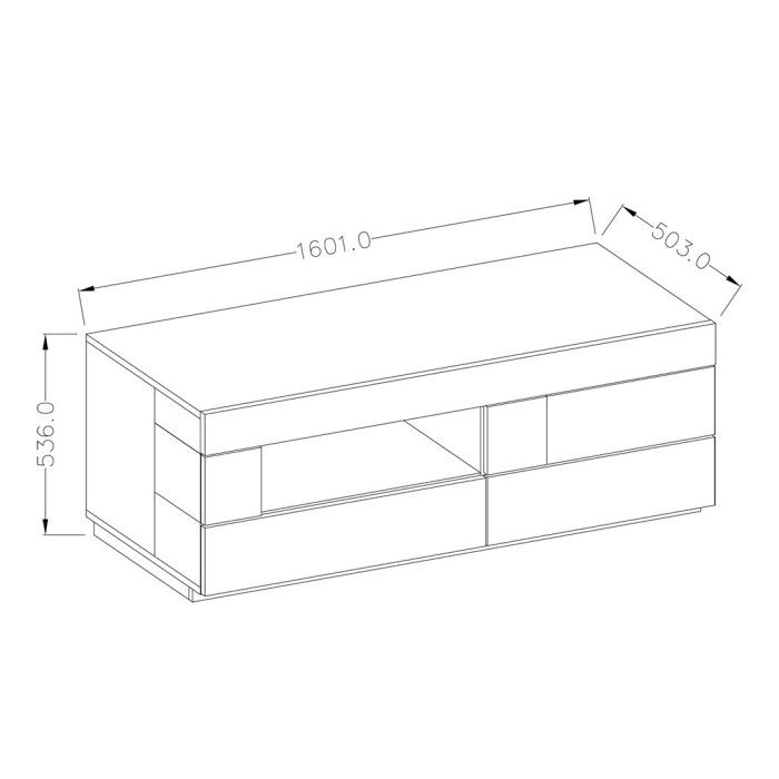 Meuble TV 160cm collection KILES. Coloris blanc et gris. Style design. LED intégrée