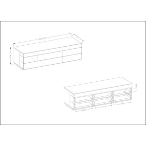 Meuble TV XL 200cm collection KILES. Coloris blanc et chêne. Style design.