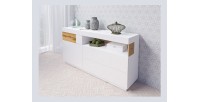 Buffet collection KILES 170cm, LED intégré. Coloris blanc et chêne. Style design