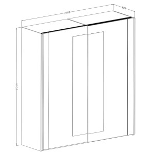 Armoire 200cm. 2 portes coulissantes avec miroirs couleur chêne clair et noir. Collection FOX