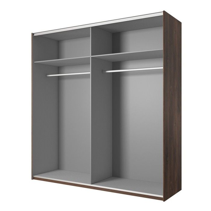 Armoire 200cm. 2 portes coulissantes avec miroirs couleur chêne clair et noir. Collection FOX