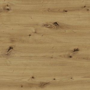 Table de chevet deux tiroirs, collection FOX. Coloris chêne clair et noir.