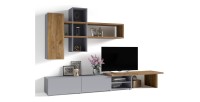 Composition de meubles design pour salon coloris gris et chêne collection ASTY.