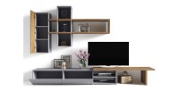 Composition de meubles design pour salon coloris gris et chêne collection ASTY.