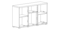 Buffet 130cm collection ASTY trois portes et une niche. Coloris gris et chêne.