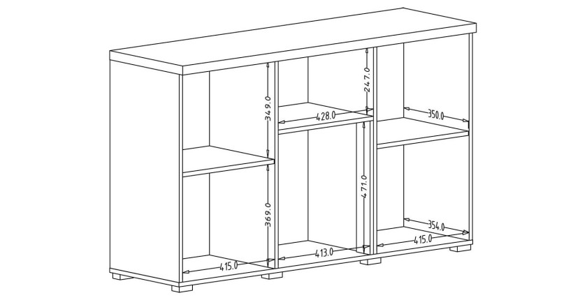 Buffet 130cm collection ASTY trois portes et une niche. Coloris gris et chêne.