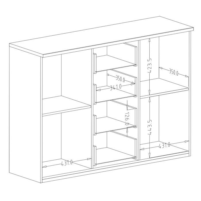 Chambre à coucher complète FOX: Armoire 200cm, Lit 160x200, commode, chevets. Couleur chêne foncé et noir