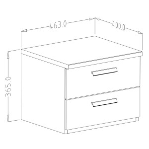 Chambre à coucher complète FOX: Armoire 200cm, Lit 180x200, commode, chevets. Couleur chêne foncé et noir