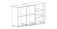 Buffet 140cm design pour salon couleur blanc et chêne collection HARLEM.