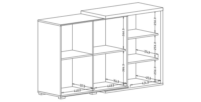 Buffet 140cm design pour salon couleur blanc et chêne collection HARLEM.