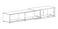 Meuble TV extensible et inclinable de 183 à 250cm collection HARLEM. Couleur blanc et chêne.
