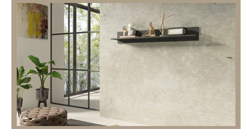 Étagère murale design 150cm Coloris gris foncé. Collection BELMONT.