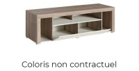 Meuble TV 150cm collection BELMONT. Coloris chêne foncé et gris foncé.