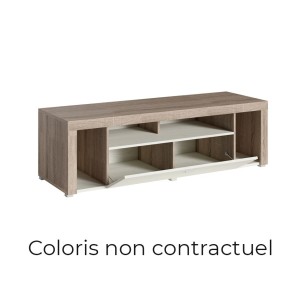 Meuble TV 150cm collection BELMONT. Coloris chêne foncé et gris foncé.