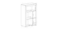 Buffet haut collection BELMONT une porte et trois niches. Coloris chêne foncé et gris foncé