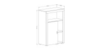 Buffet haut collection BELMONT une porte et trois niches. Coloris chêne foncé et gris foncé