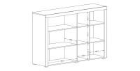 Buffet 160cm coloris chêne foncé et gris foncé avec nombreux rangements collection BELMONT.