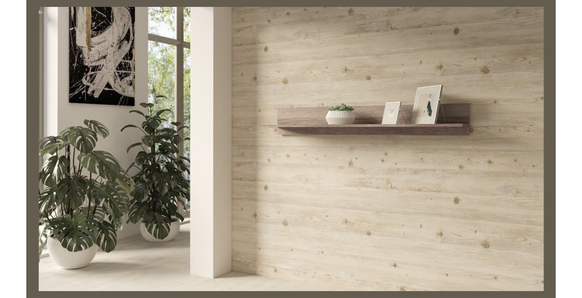 Étagère murale design 150cm Coloris chêne. Collection BELMONT.
