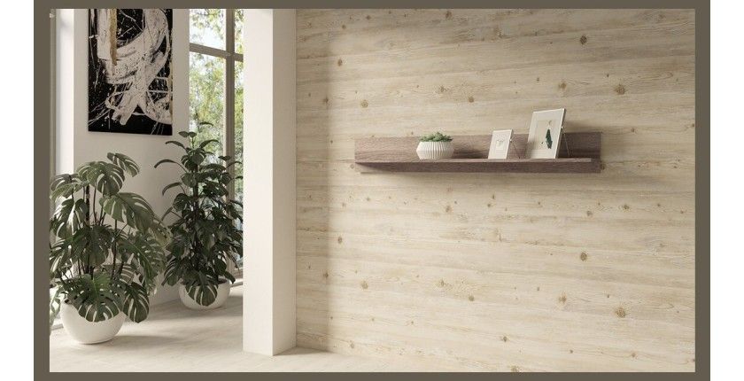 Étagère murale design 150cm Coloris chêne. Collection BELMONT.
