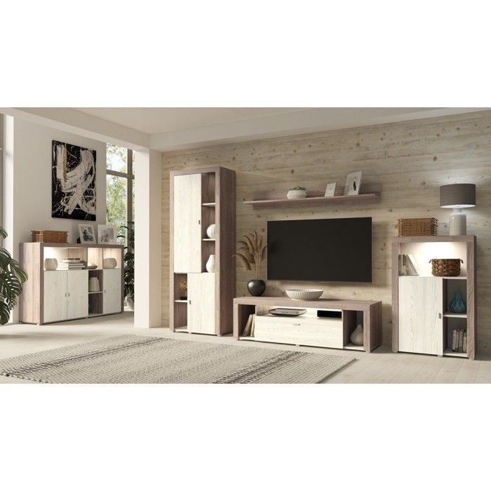 Étagère murale design 150cm Coloris chêne. Collection BELMONT.