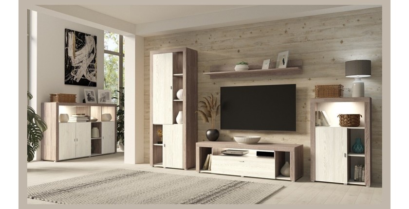 Étagère murale design 150cm Coloris chêne. Collection BELMONT.