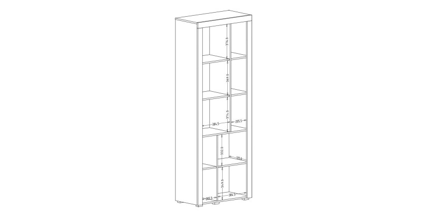 Vitrine haute design, 2 portes collection BELMONT. Coloris chêne et blanc crème effet bois.