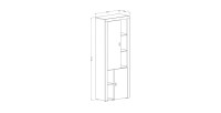 Vitrine haute design, 2 portes collection BELMONT. Coloris chêne et blanc crème effet bois.