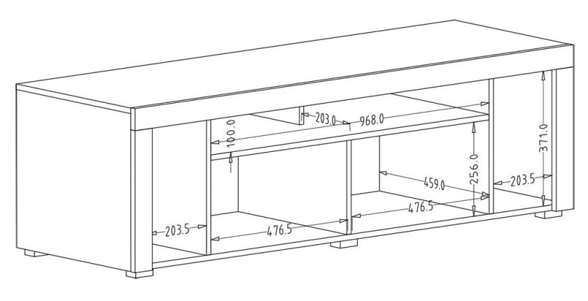 Meuble TV 150cm collection BELMONT. Coloris chêne et blanc crème effet bois.