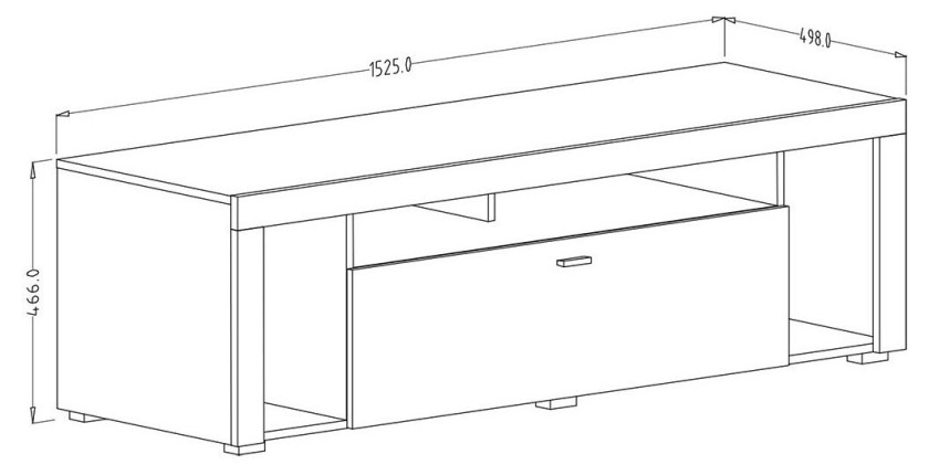 Meuble TV 150cm collection BELMONT. Coloris chêne et blanc crème effet bois.