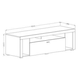 Meuble TV 150cm collection BELMONT. Coloris chêne et blanc crème effet bois.
