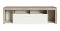 Meuble TV 150cm collection BELMONT. Coloris chêne et blanc crème effet bois.