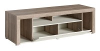 Meuble TV 150cm collection BELMONT. Coloris chêne et blanc crème effet bois.