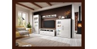 Étagère murale coloris blanc effet bois et chêne. Collection JUDY.
