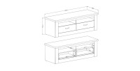Meuble TV 150cm collection JUDY. Coloris blanc effet bois et chêne.
