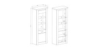 Vitrine haute design, 1 porte collection JUDY. Coloris chêne.