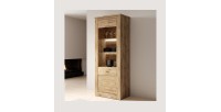 Vitrine haute design, 1 porte collection JUDY. Coloris chêne.