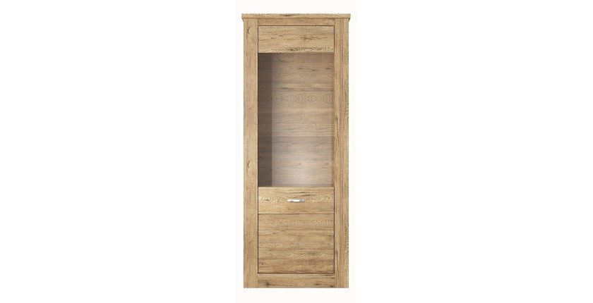 Vitrine haute design, 1 porte collection JUDY. Coloris chêne.