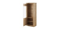 Vitrine haute design, 1 porte collection JUDY. Coloris chêne.
