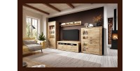 Vitrine haute design, 1 porte collection JUDY. Coloris chêne.