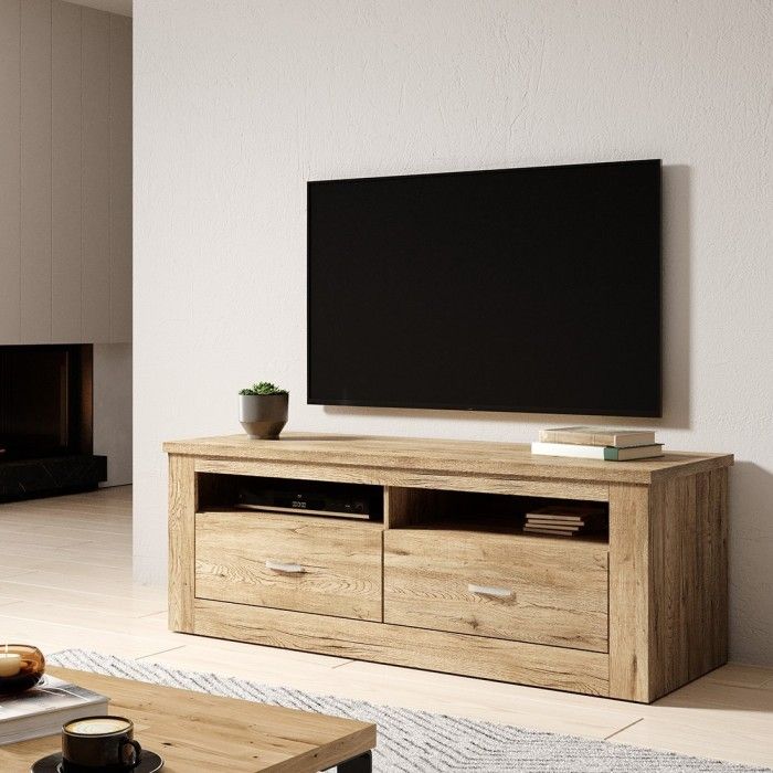 Meuble TV 150cm collection JUDY. Couleur chêne.