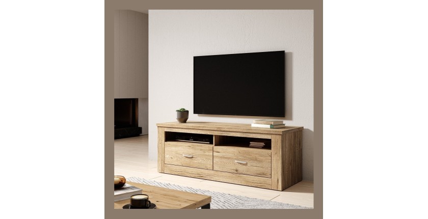 Meuble TV 150cm collection JUDY. Couleur chêne.
