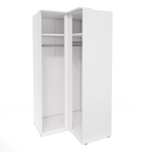 Armoire d'angle pour dressing collection MODULO coloris blanc avec LED incluses.