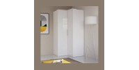 Armoire d'angle pour dressing collection MODULO coloris blanc avec LED incluses.