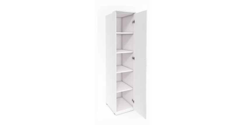 Armoire 1 porte pour dressing collection MODULO coloris blanc avec LED incluses.