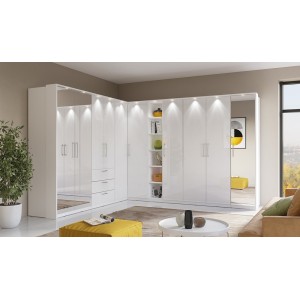 Armoire 1 porte pour dressing collection MODULO coloris blanc avec LED incluses.