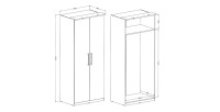 Armoire 2 portes pour dressing collection MODULO coloris blanc avec LED et pack 3 étagères inclus.