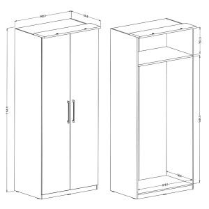 Armoire 2 portes pour dressing collection MODULO coloris blanc avec LED et pack 3 étagères inclus.