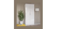 Armoire 2 portes pour dressing collection MODULO coloris blanc avec LED et pack 3 étagères inclus.