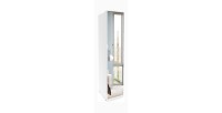 Armoire 1 porte avec miroir pour dressing collection MODULO coloris blanc avec LED incluses.